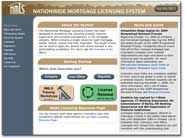 Graphic of National Mortgage Lender System (NMLS) web page