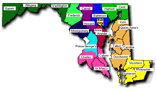 Maryland map of counties