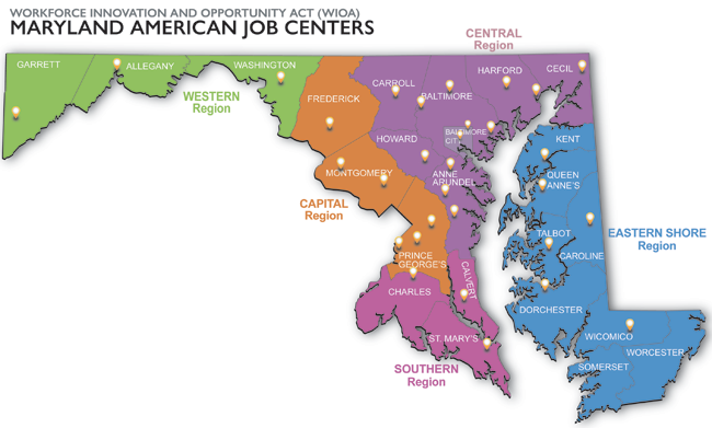 American Job Center locations in Maryland