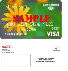 A facsimile of the Unemployment Insurance debit card and the white Unemployment Insurance debit card envelope